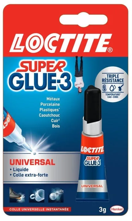 Colle Super glue 3 Universal liquide tube 3g LOCTITE