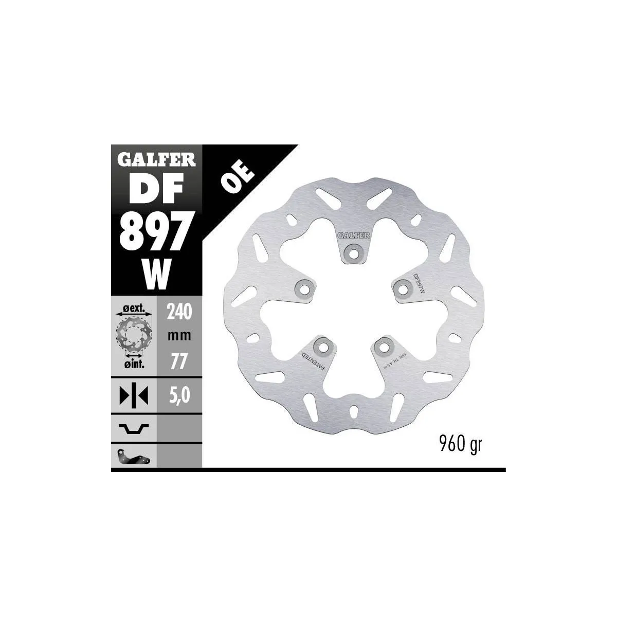 Disque de frein arrière fixe Wave GALFER - 240 mm - MOTUS
