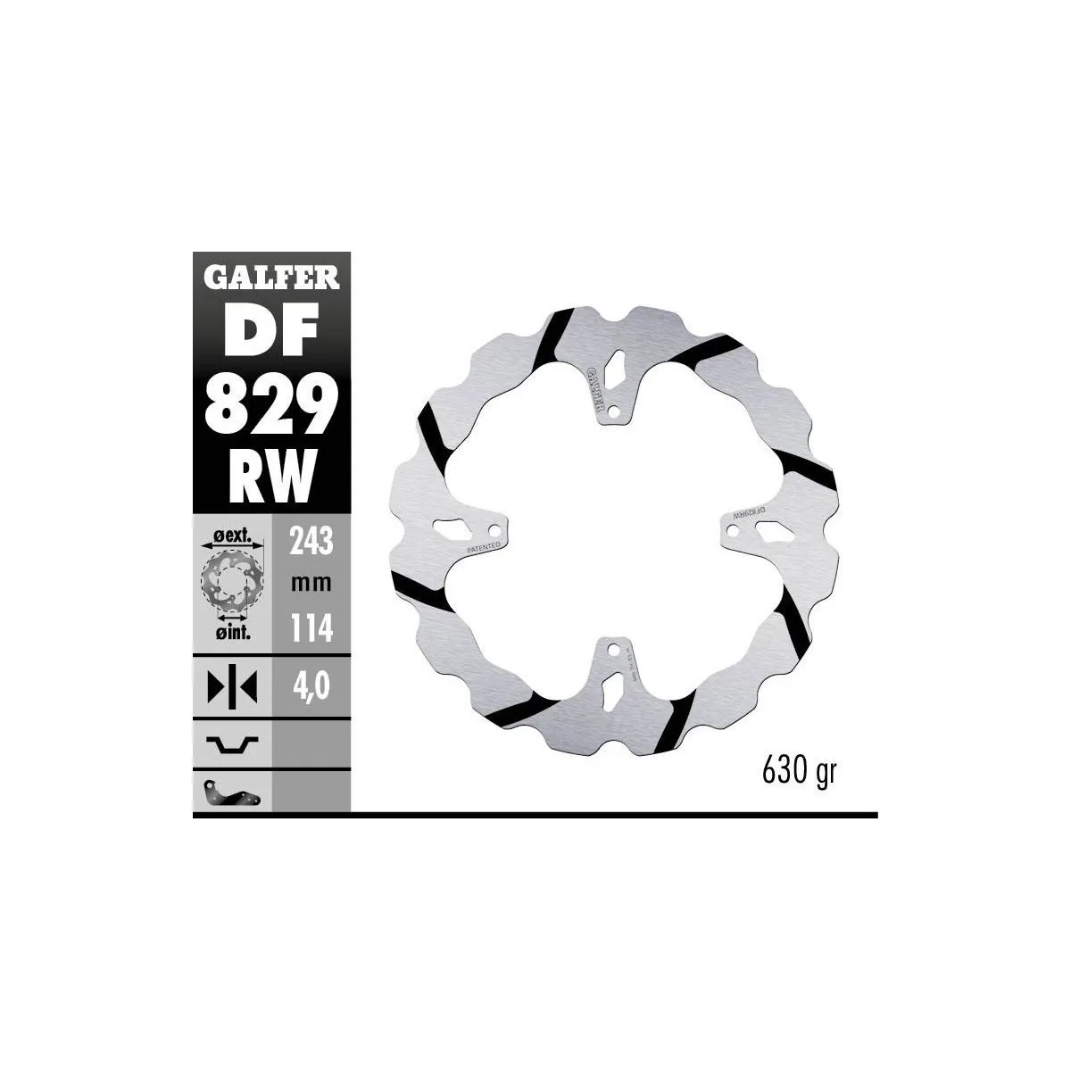 Disque de frein arrière fixe Wave GALFER- 243 mm - TM SMX 660 F (09)