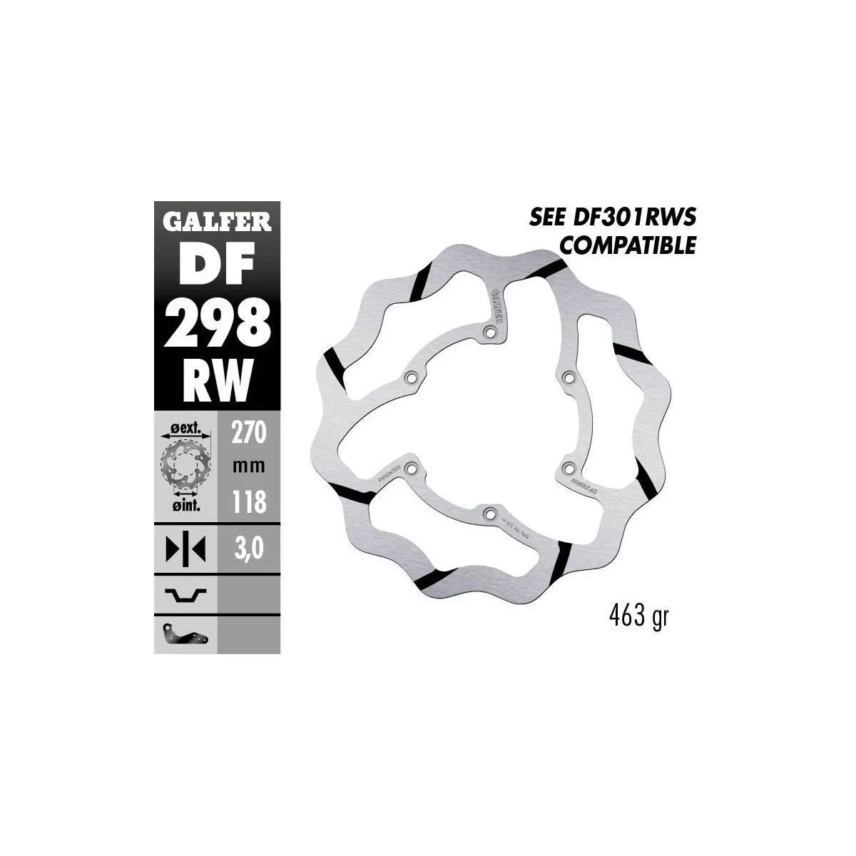 Disque de frein avant fixe Wave GALFER- 270 mm- YAMAHA YZ F 2016-