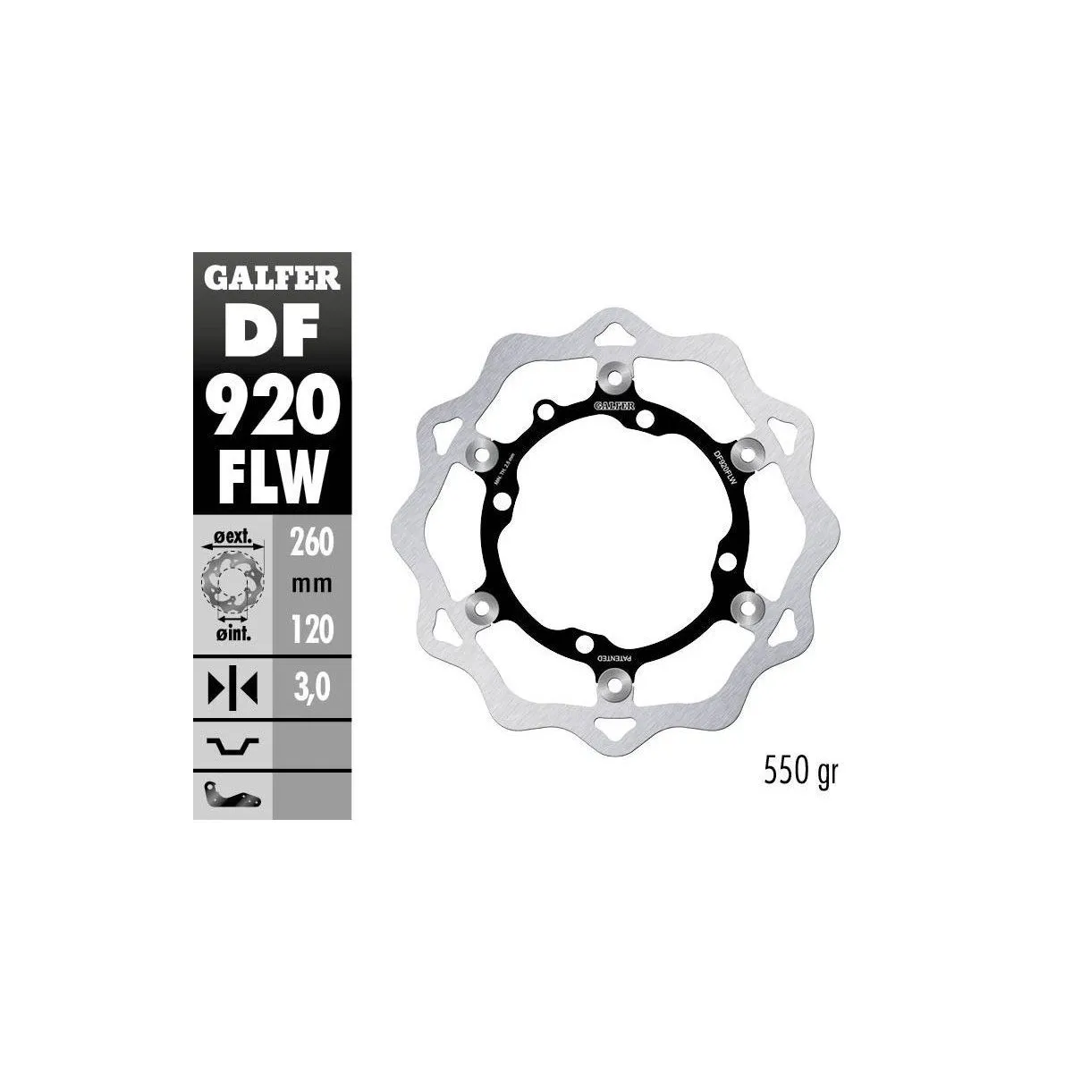 Disque de frein avant flottant Wave GALFER - 260 mm- SHERCO ENDURO (Fourche WP) 2014-