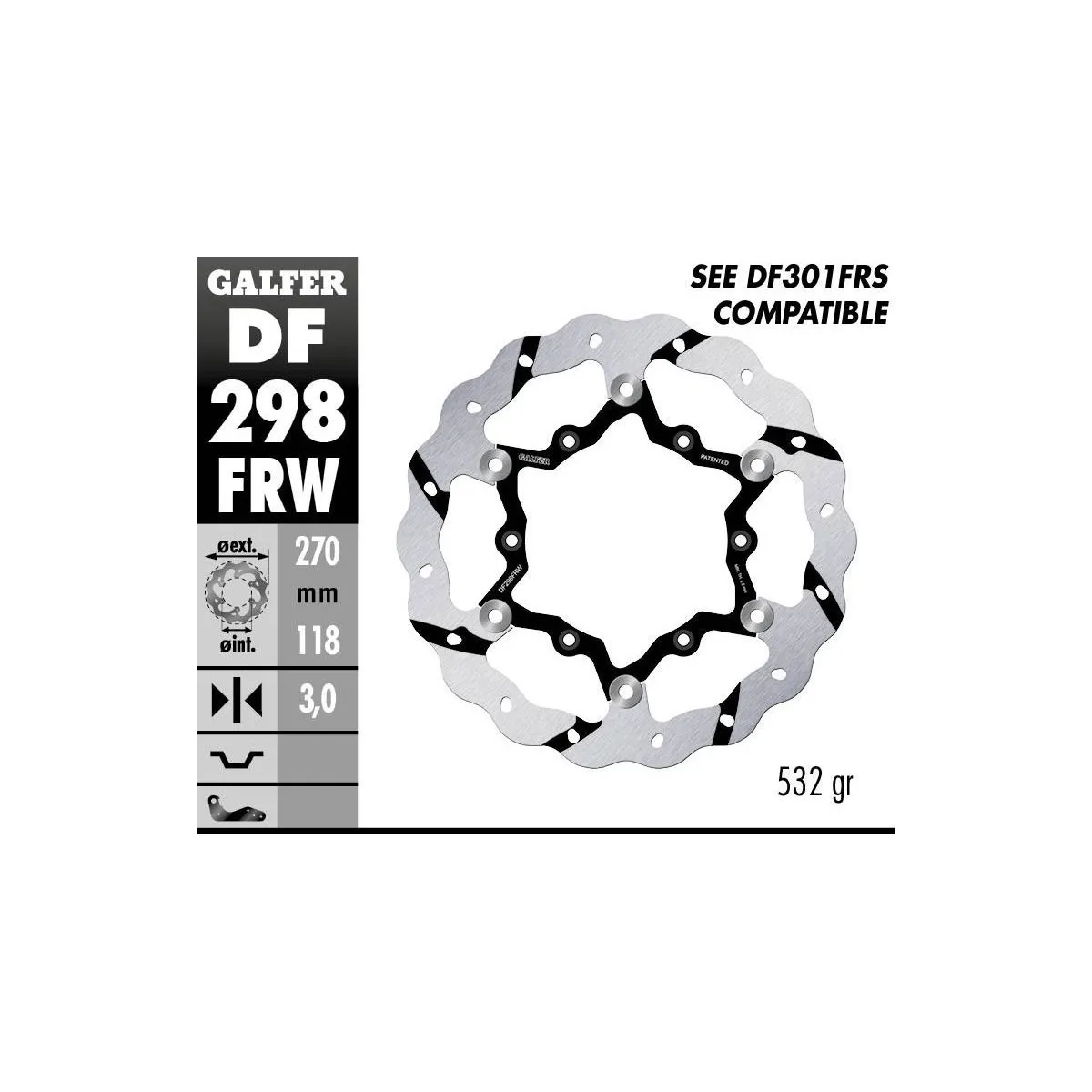 Disque de frein avant flottant Wave GALFER- 270 mm- YAMAHA YZ F 2016-