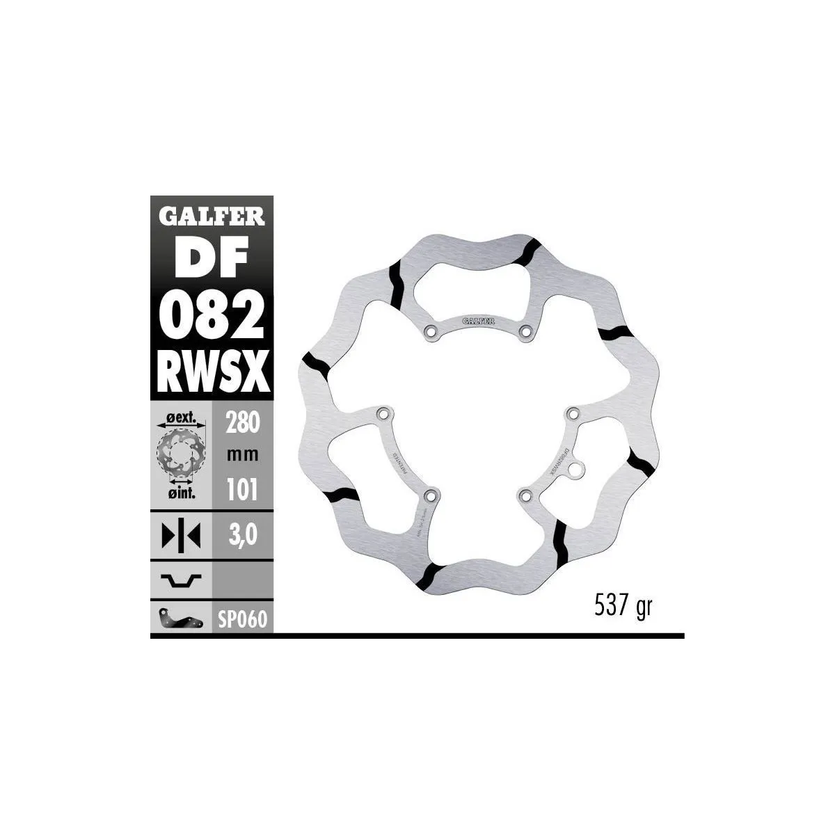 Disque de frein avant GALFER wave fixe GROOVE oversize 280mm - HONDA 250-450 CRF 2015-