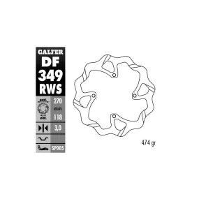 Disque de frein avant GALFER wave fixe oversize TSUNAMI 270mm - SUZUKI RM Z