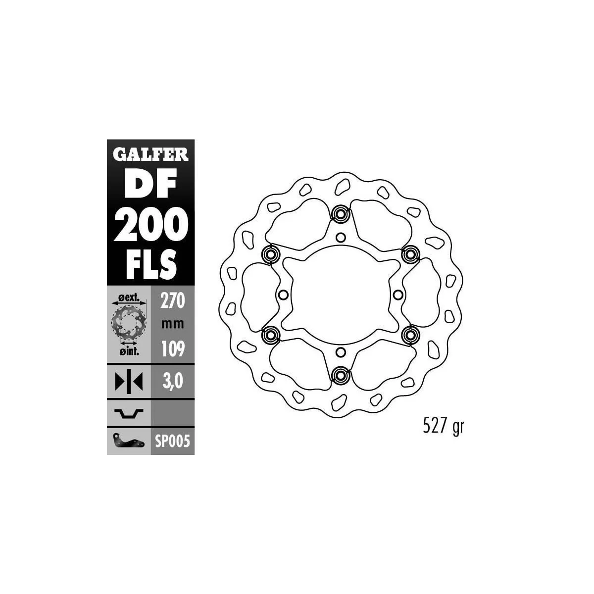 Disque de frein avant GALFER wave flottant oversize 270mm - KAWASAKI KX