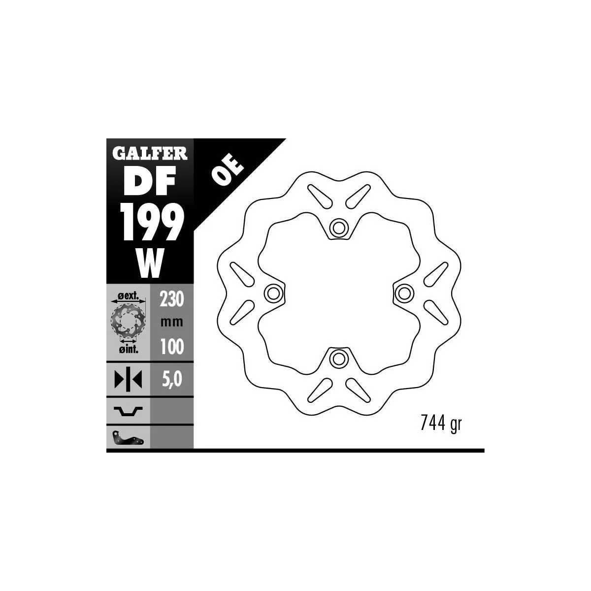 Disque de frein GALFER fixe wave 230x5mm - KAWASAKI ZX 12R (00-03)