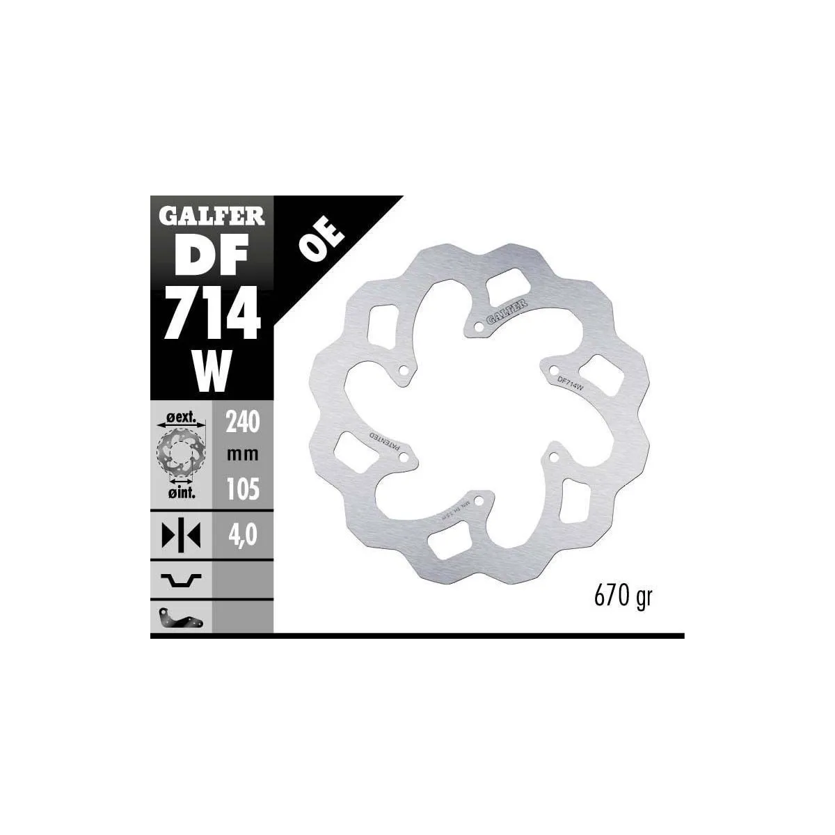 Disque de frein GALFER fixe wave 240x4mm PIAGGIO MP3