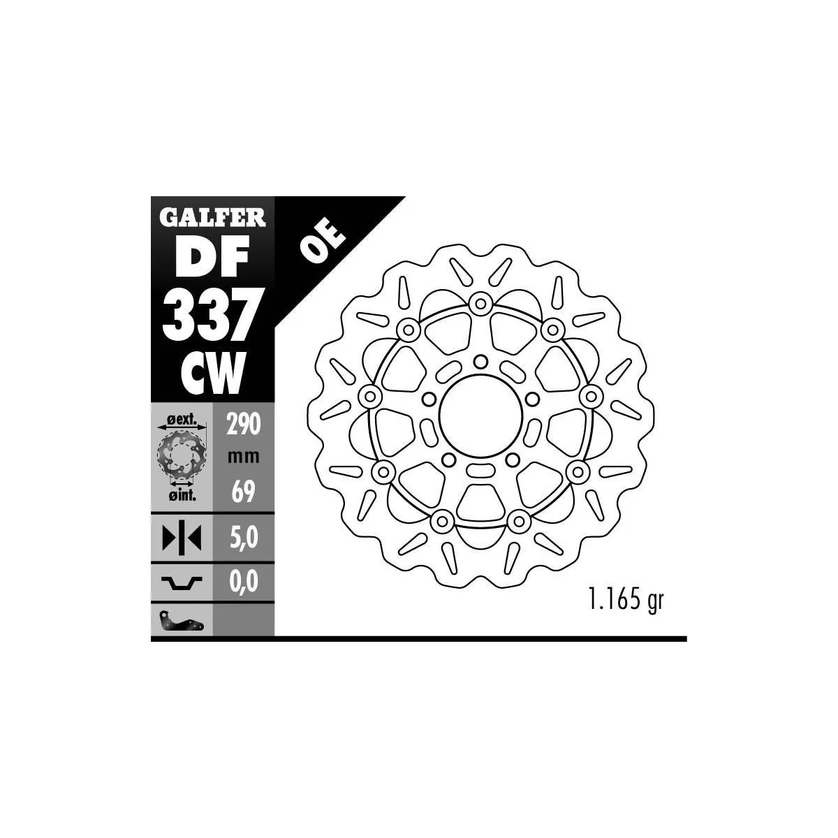 Disque de frein GALFER wave flottant route 290x5mm - SUZUKI SV 650 (03)