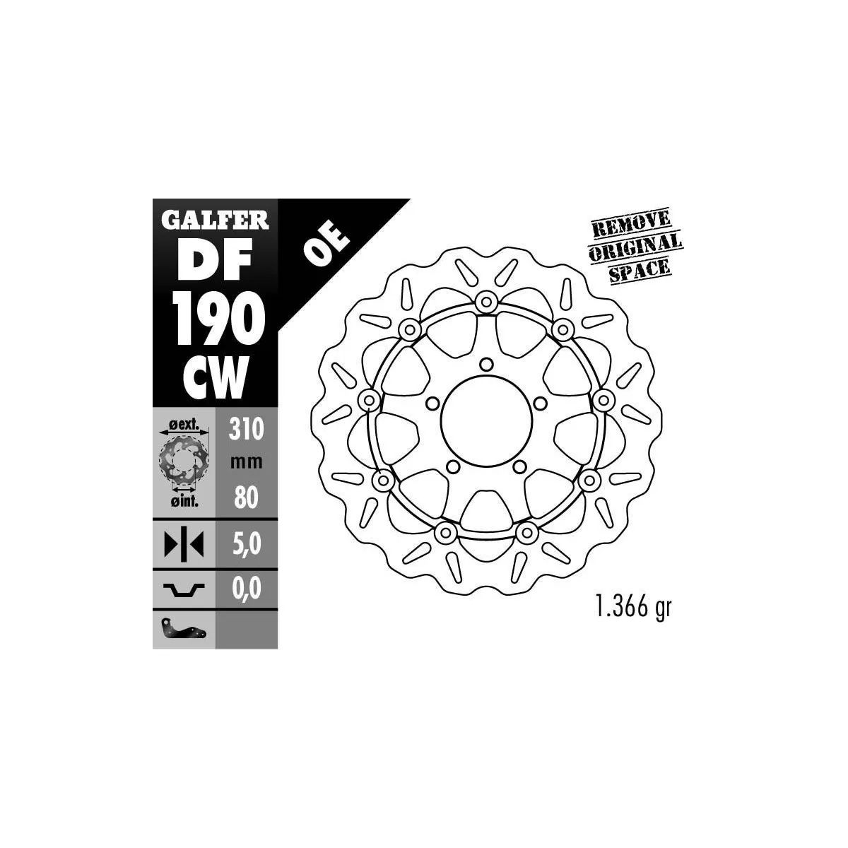 Disque de frein GALFER wave flottant route 310x5mm - KAWASAKI ZX 14 R (06)
