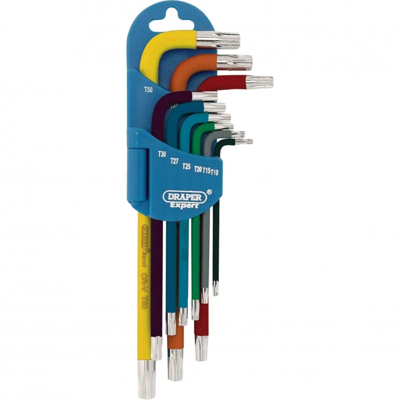 DRAPER Jeu de clés colorées Torx mâles longues - 66143