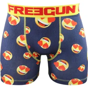 FREEGUN Boxer Homme Microfibre LUV Marine Jaune PREMIUM