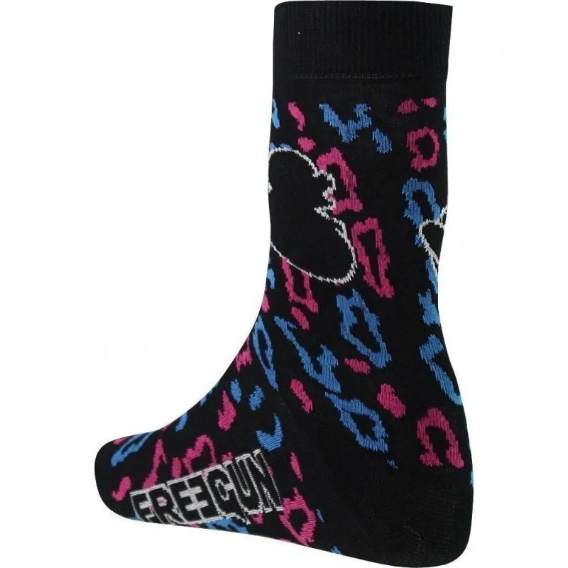 FREEGUN Chaussettes Fille Coton LEOPARD Noir Bleu
