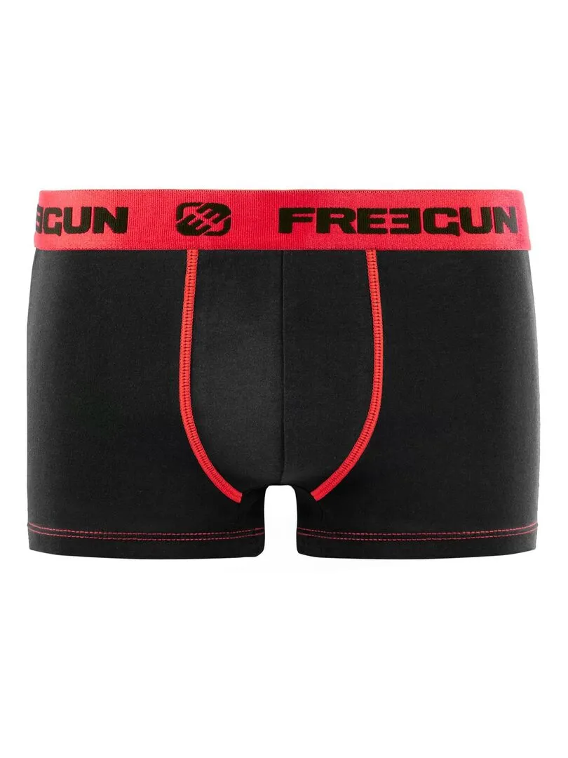 Lot de 4 Boxers garçon coton Rouge Freegun - Noir