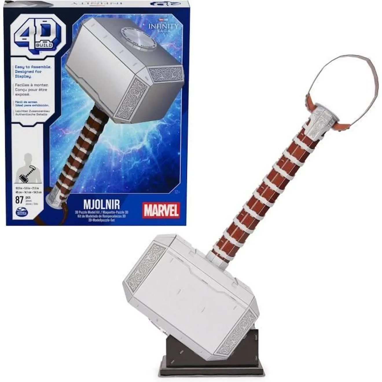 Marvel - MARTEAU DE THOR - Maquette 4D à construire blanc - Spin Master