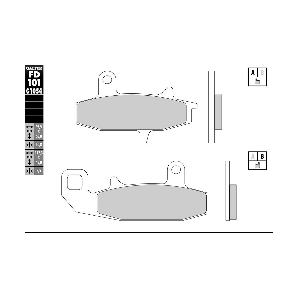 Plaquettes de frein GALFER - G1054 ORGANIQUE SEMI METAL FD101