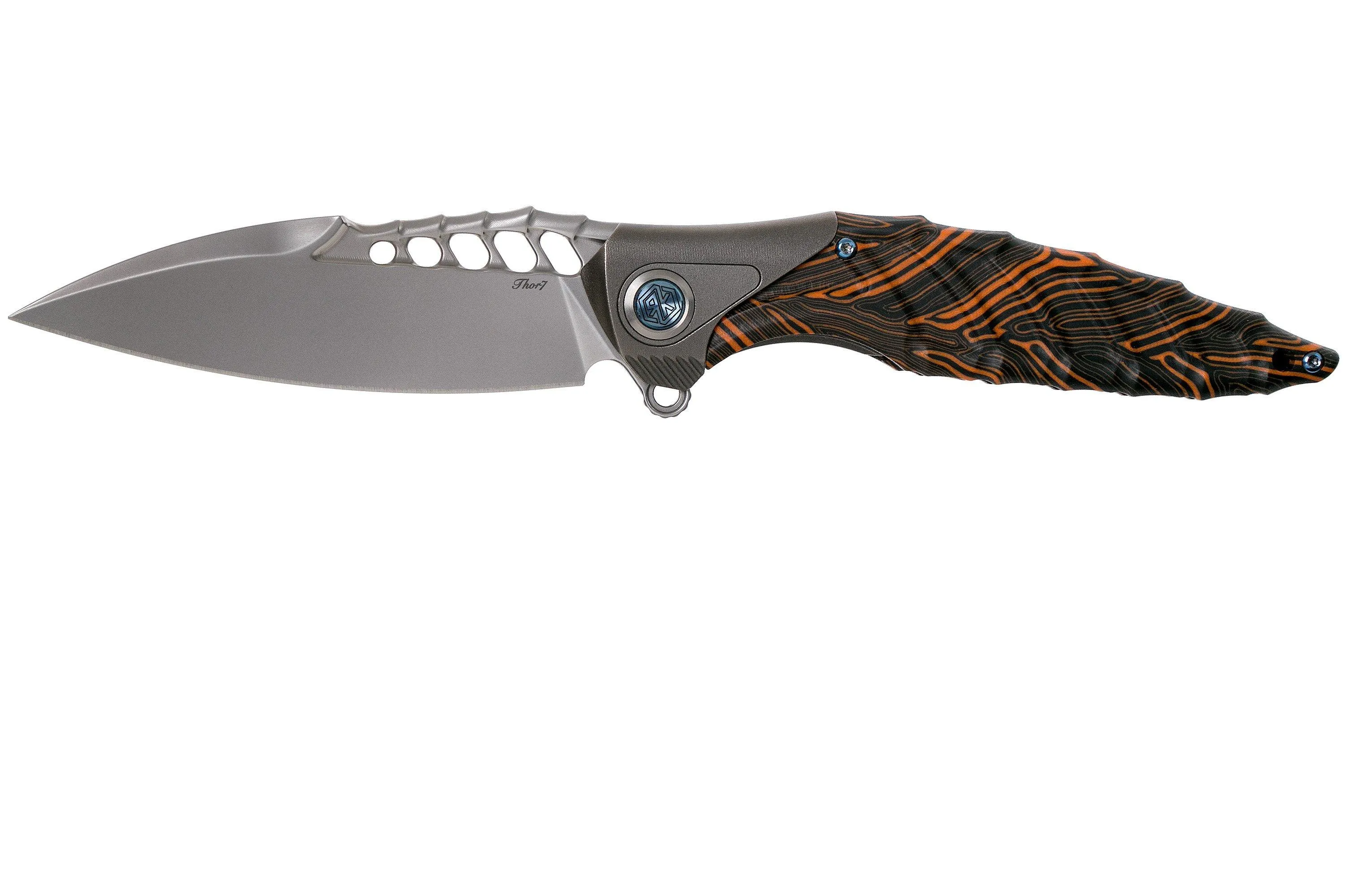 Rike Thor 7 Black Orange Carbonfiber couteau de poche
